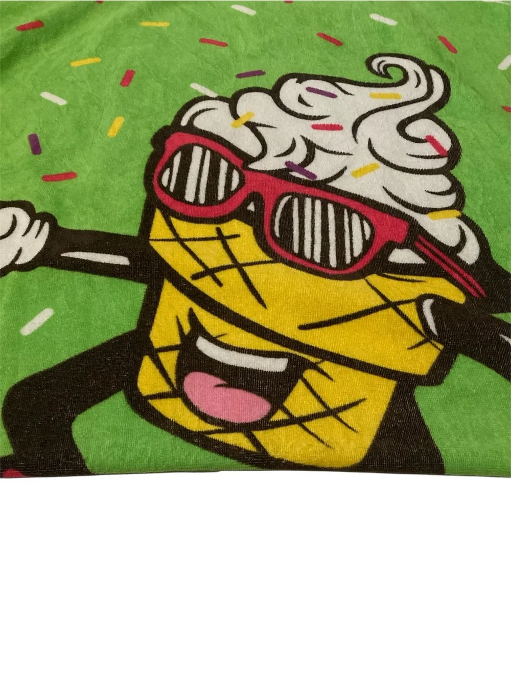 Rad To The Cone Green Beach Pool Bath Towel Ice Cream Skateboard Confetti